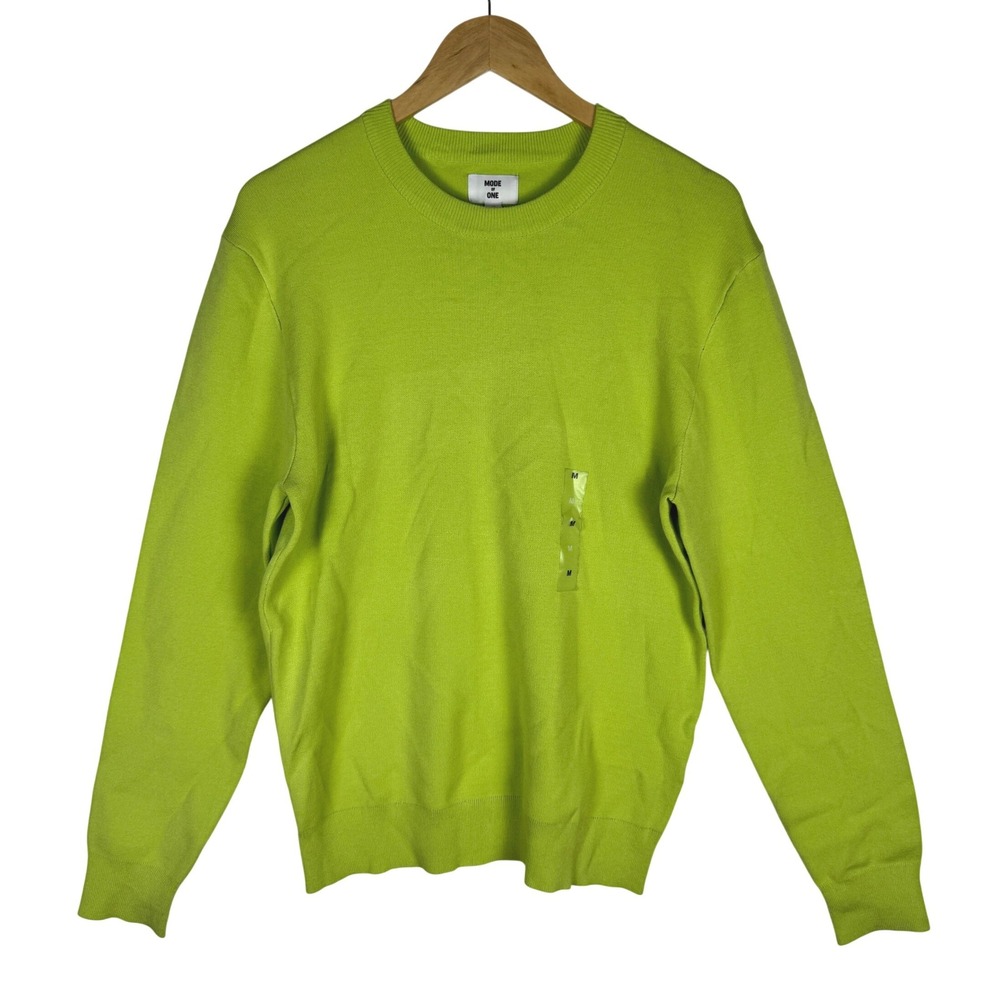 Mode of‎ One Mens Boxy Crewneck Sweater Acid Green Medium 100187449MN NEW